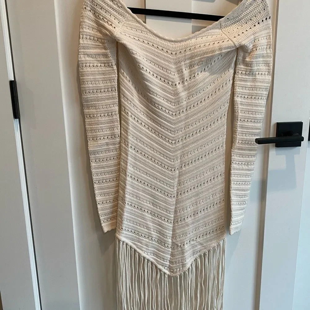 Ronny Kobo Designer White Boho Festival Crochet Fringed Dress NWOT XS - Picture 1 of 4